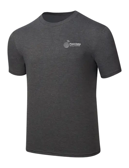 Simply Soft Heathered Charcoal 4.5oz  Poly/Combed Ring Spun Cotton T-Shirt w/Field Data Solutions Logo
