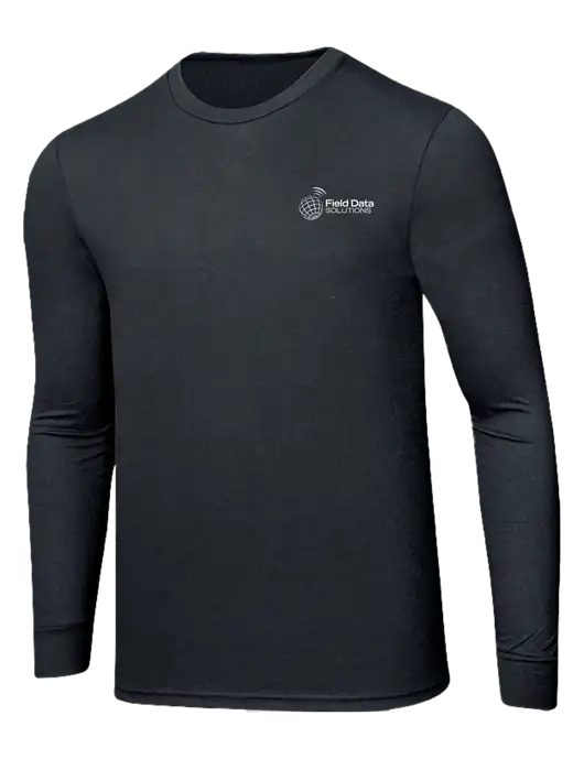 Simply Soft Long Sleeve Black Frost 4.5 oz, Poly/Combed Ring Spun Cotton T-Shirt w/Field Data Solutions Logo