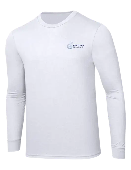 Simply Soft Long Sleeve White 4.5 oz, Poly/Combed Ring Spun Cotton T-Shirt w/Field Data Solutions Logo