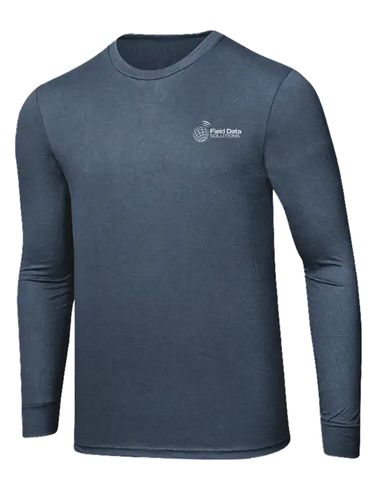 Simply Soft Long Sleeve Navy Frost 4.5 oz, Poly/Combed Ring Spun Cotton T-Shirt w/Field Data Solutions Logo