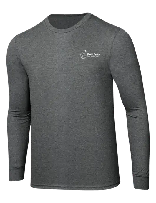 Simply Soft Long Sleeve Medium Grey Frost 4.5 oz, Poly/Combed Ring Spun Cotton T-Shirt w/Field Data Solutions Logo