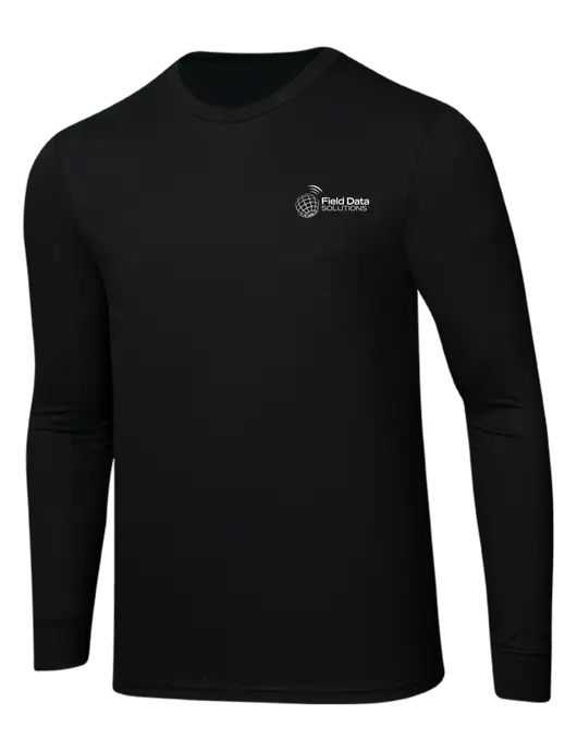 Simply Soft Long Sleeve Black 4.5 oz, Poly/Combed Ring Spun Cotton T-Shirt w/Field Data Solutions Logo