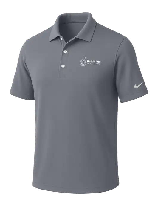 NIKE Medium Grey Dri-Fit Micro Pique Polo w/Field Data Solutions Logo