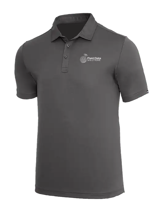 TravisMathew Med Dark Grey Coto Performance Polo w/Field Data Solutions Logo