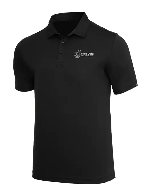 TravisMathew Black Coto Performance Polo w/Field Data Solutions Logo