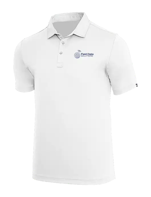 TravisMathew White Coto Performance Polo w/Field Data Solutions Logo