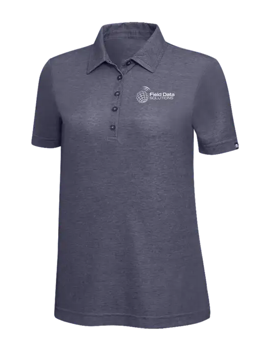 TravisMathew Navy Heather Womens Oceanside Polo w/Field Data Solutions Logo