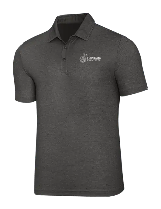 TravisMathew Black Heather Oceanside Polo w/Field Data Solutions Logo