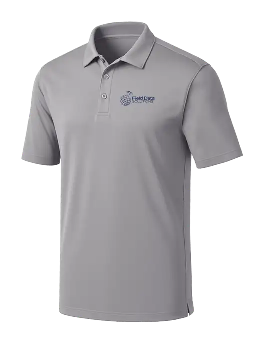 Light Grey Silk Touch Performance Polo w/Field Data Solutions Logo