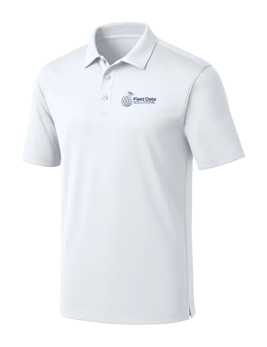 White Silk Touch Performance Polo w/Field Data Solutions Logo