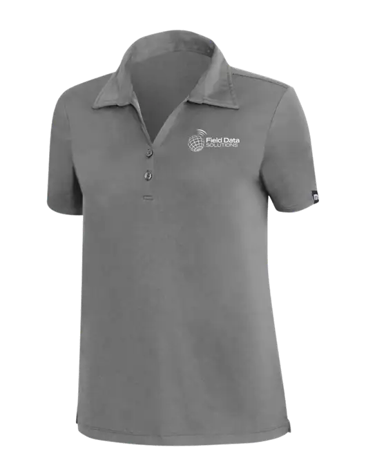 TravisMathew Med Dark Grey Womens Coto Performance Polo w/Field Data Solutions Logo