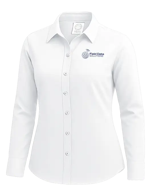 Brooks Brothers Womens White Wrinkle-Free Stretch Nailhead Shirt w/Field Data Solutions Logo