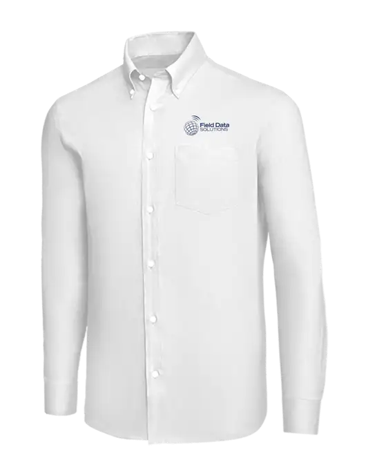 Brooks Brothers White Wrinkle-Free Stretch Nailhead Shirt w/Field Data Solutions Logo