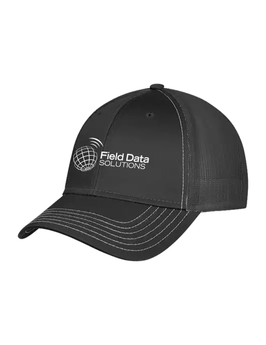 Charcoal Grey Mesh Trucker Cap Snap Back w/Field Data Solutions Logo