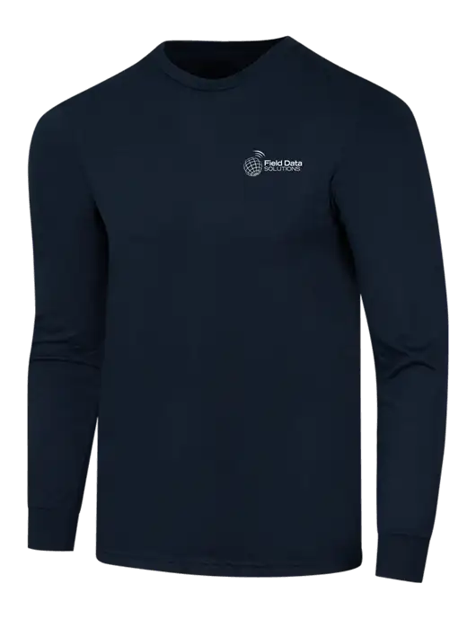 Simply Soft Long Sleeve Navy 4.5 oz, Poly/Combed Ring Spun Cotton T-Shirt w/Field Data Solutions Logo
