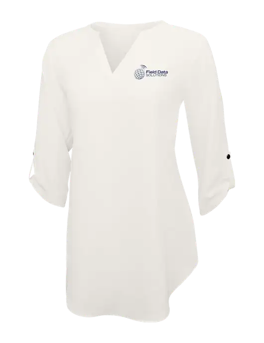 Ivory Womens 3/4 Sleeve Tunic Blouse w/Field Data Solutions Logo